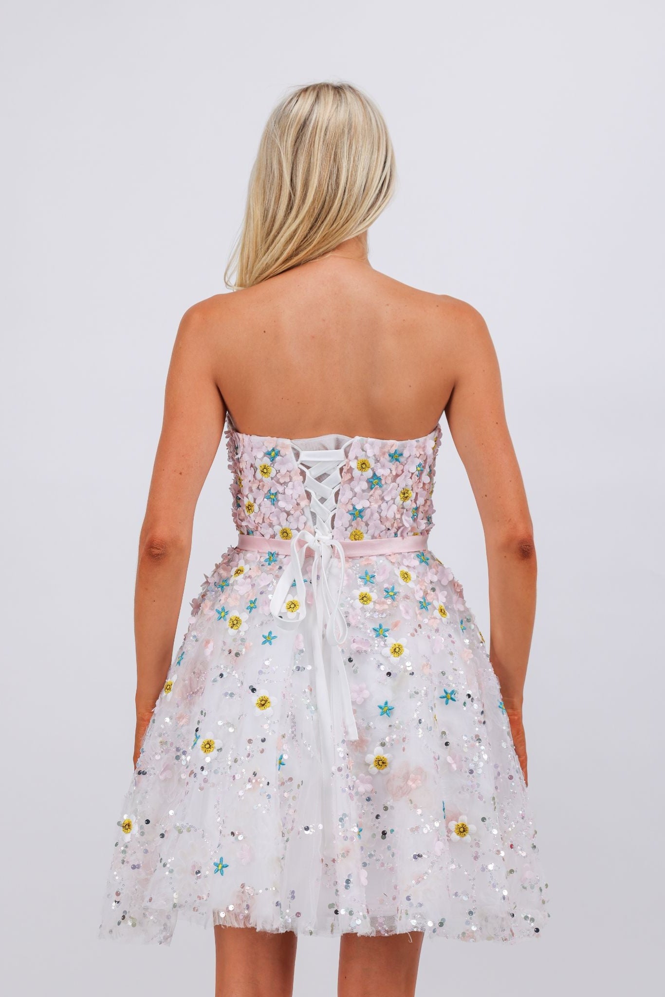 Celestia Embroidered Floral Sequin Mini Dress