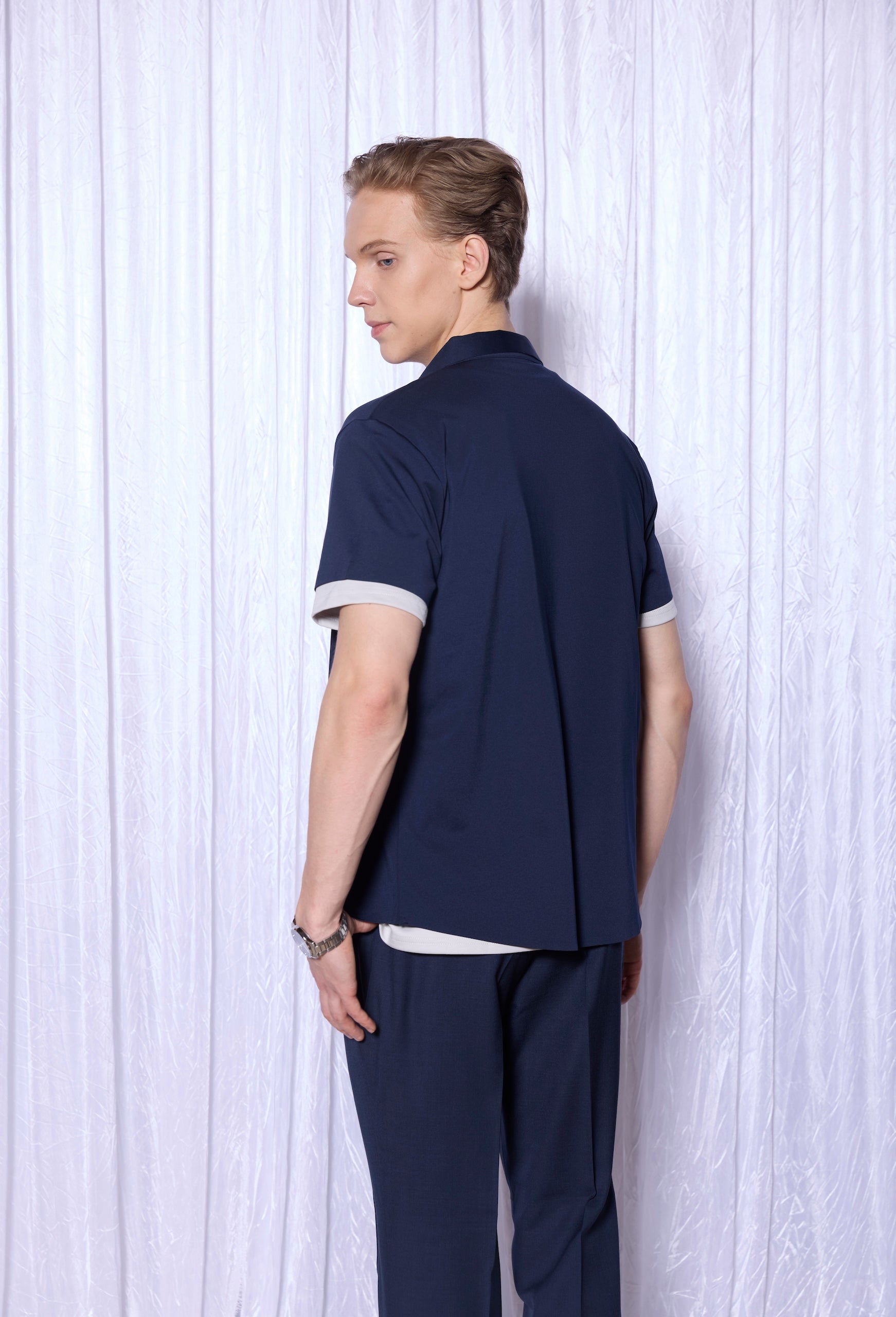 Tech-Wool Overshirt in Deep Navy