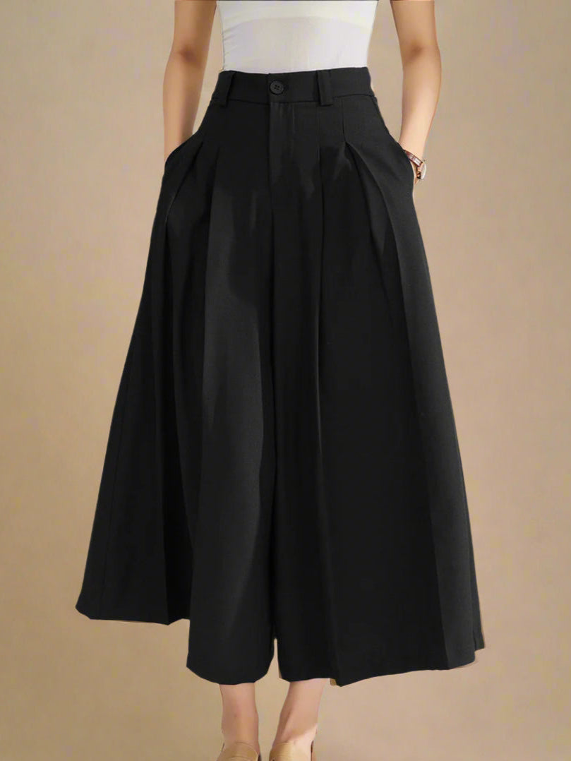 The Tailored Wide-Leg Culotte – Noir