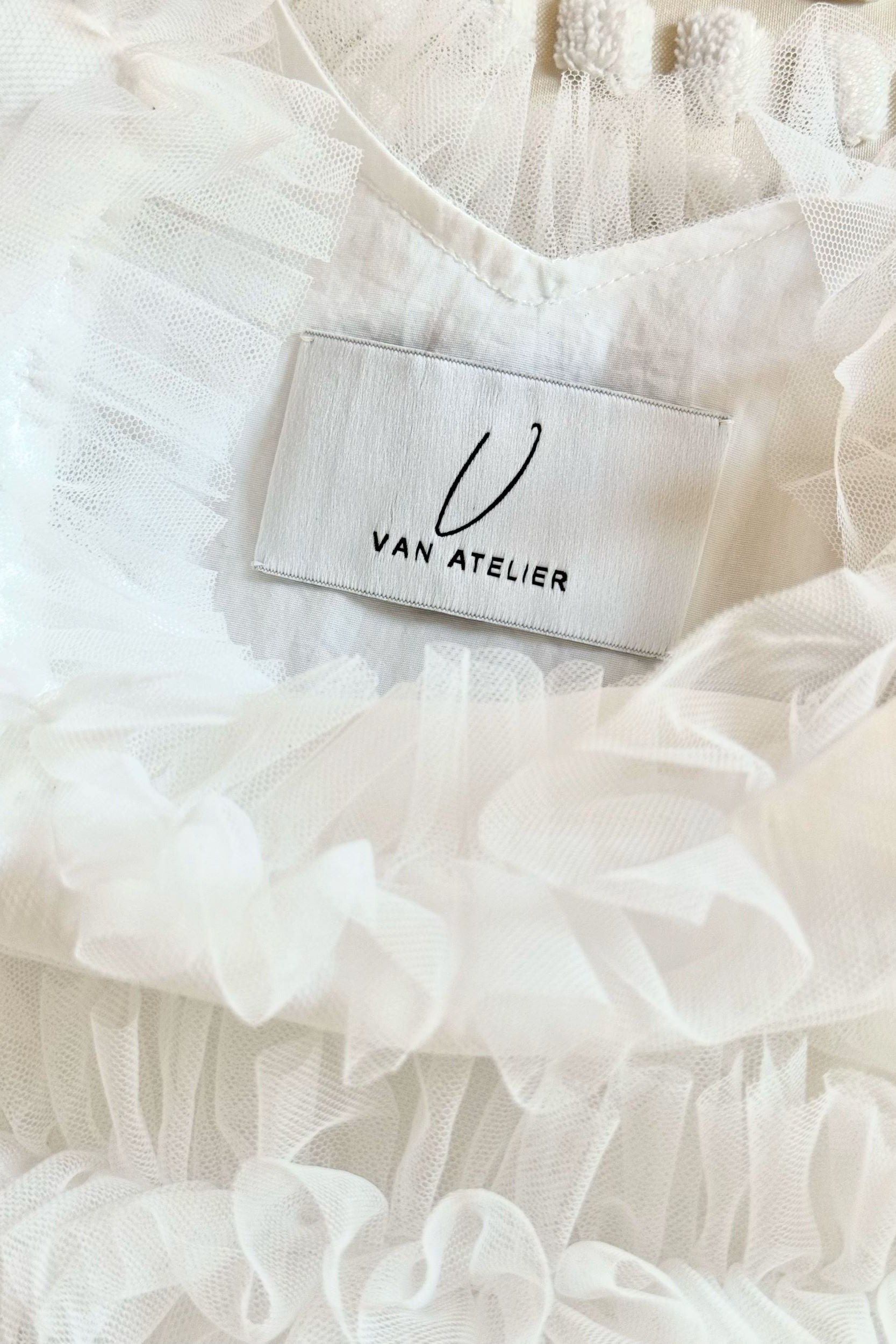 White ruffle texture maxi dress