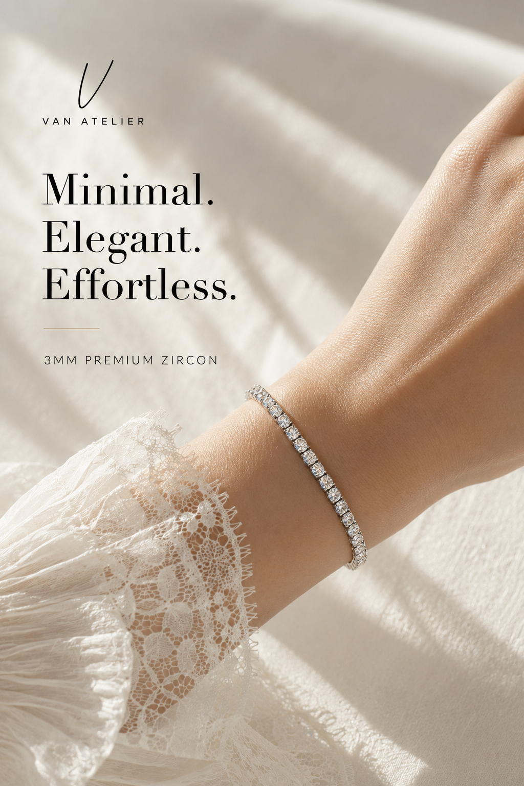Timeless Sparkle Diamond Tennis Bracelet – 3MM Premium Zircon
