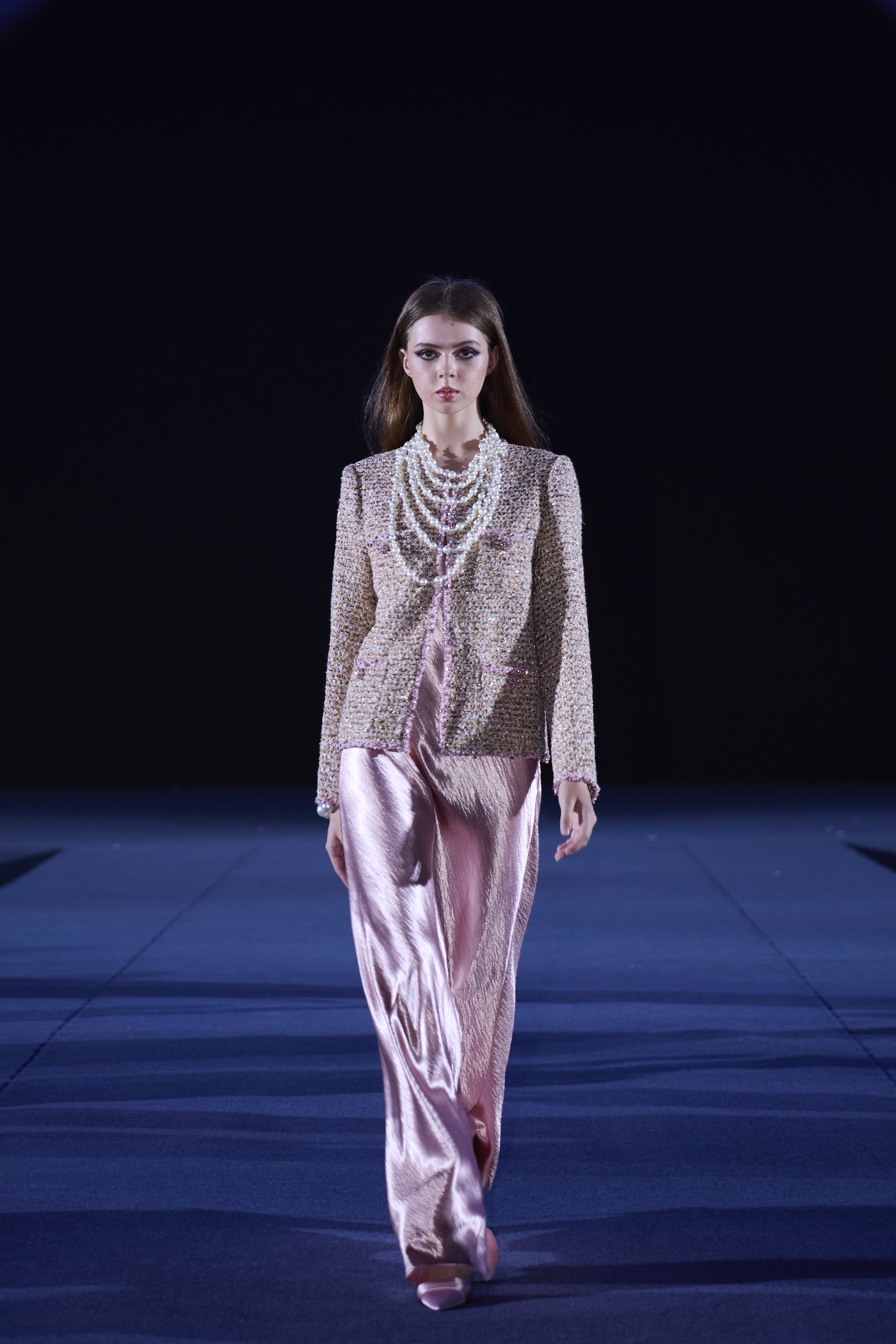 Beaded Tweed Jacket in Petal Gold
