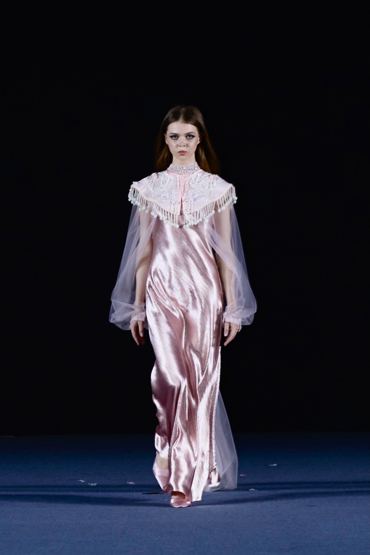 Metallic Slip Dress in Rose Blush