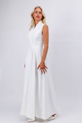 White tailored trench Bridal maxi dress