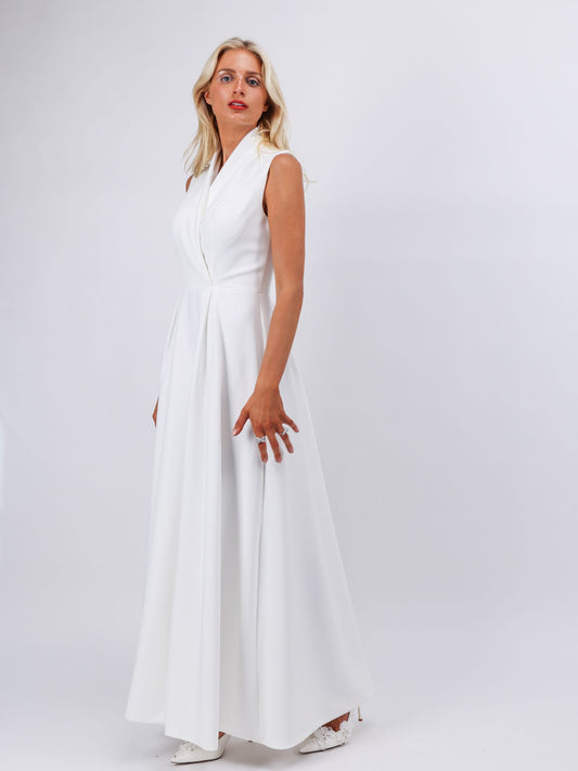 Riley white tailored trench casual powerful maxi dress