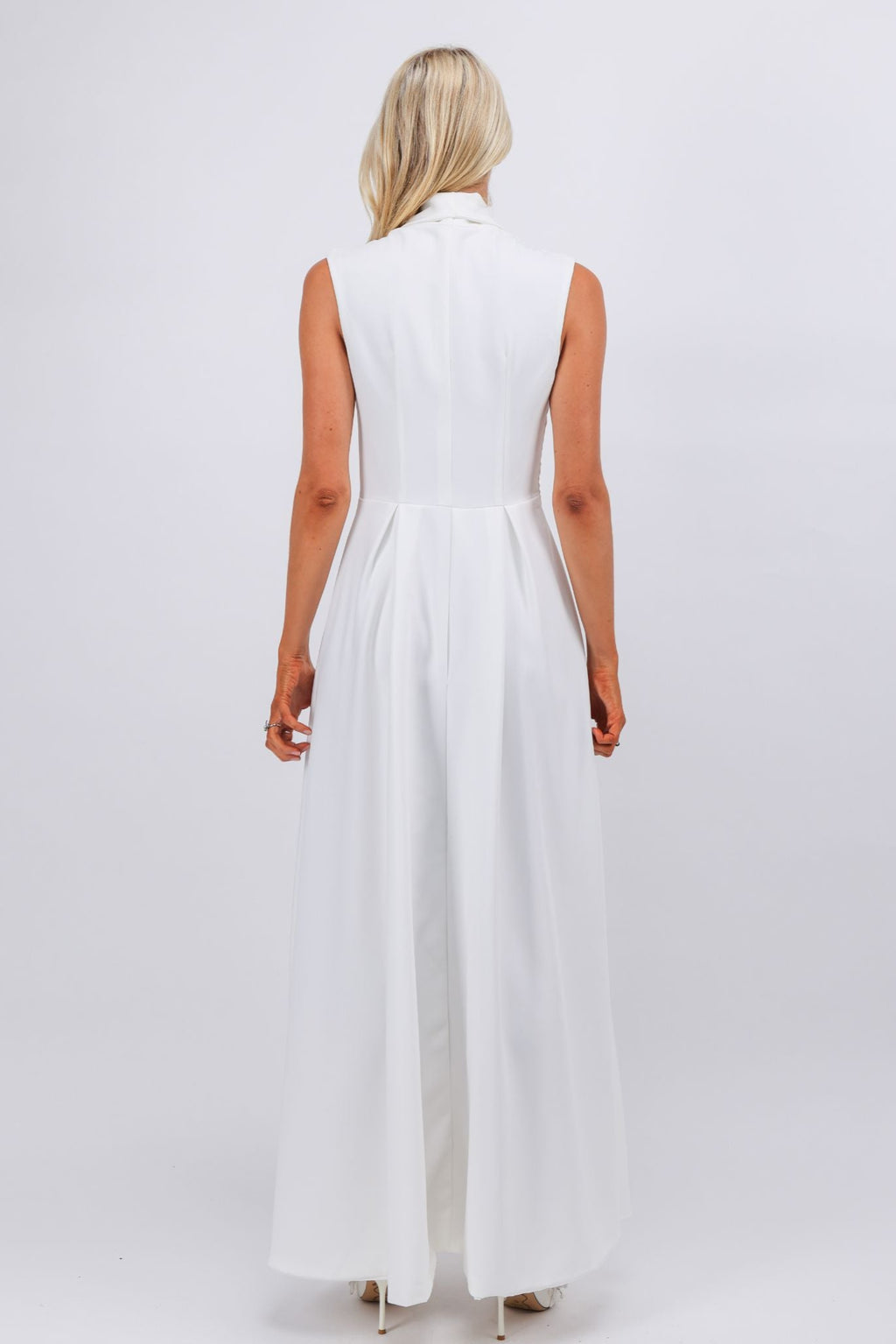 White tailored trench Bridal maxi dress