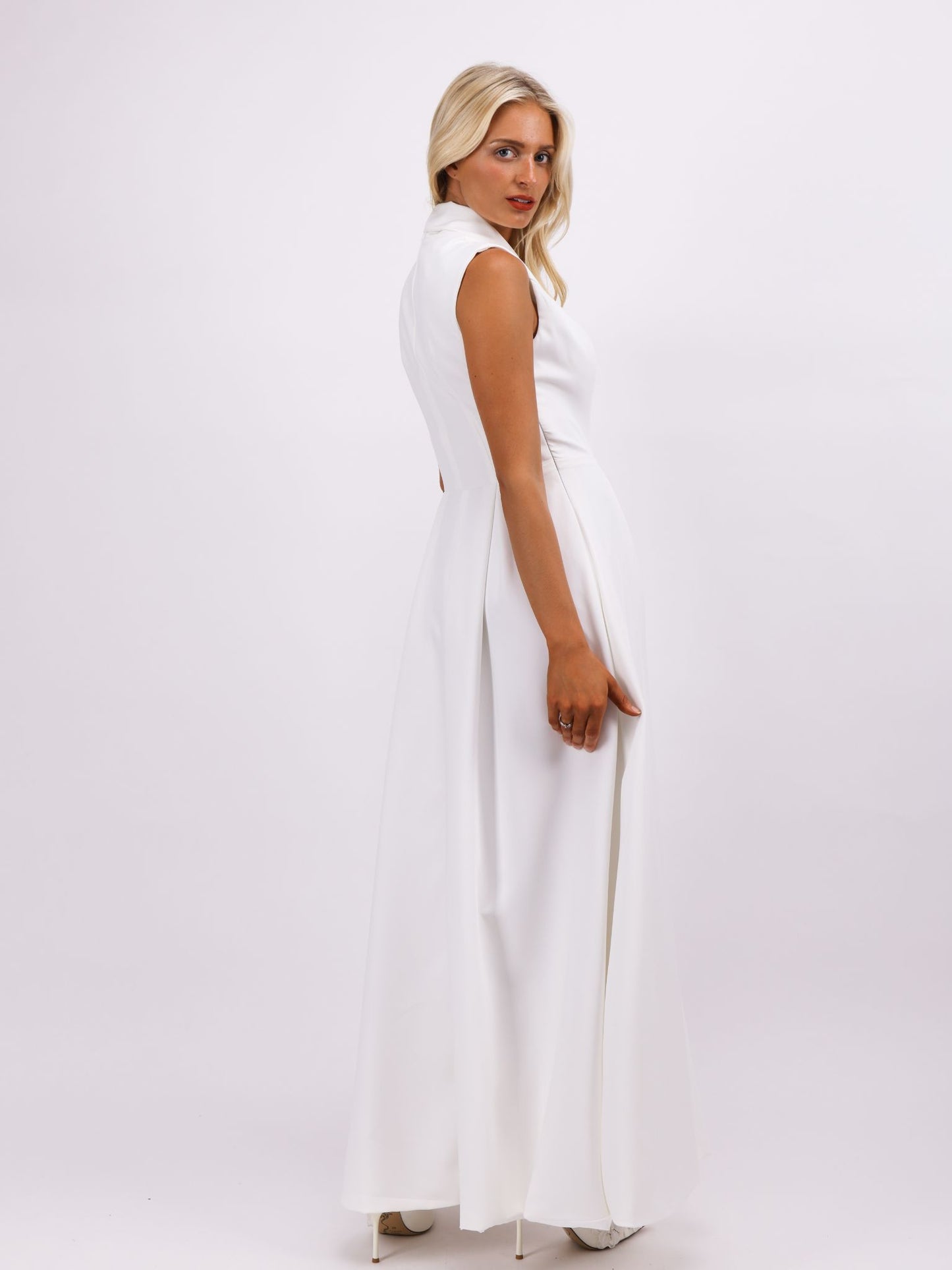 Riley white tailored trench casual powerful maxi dress