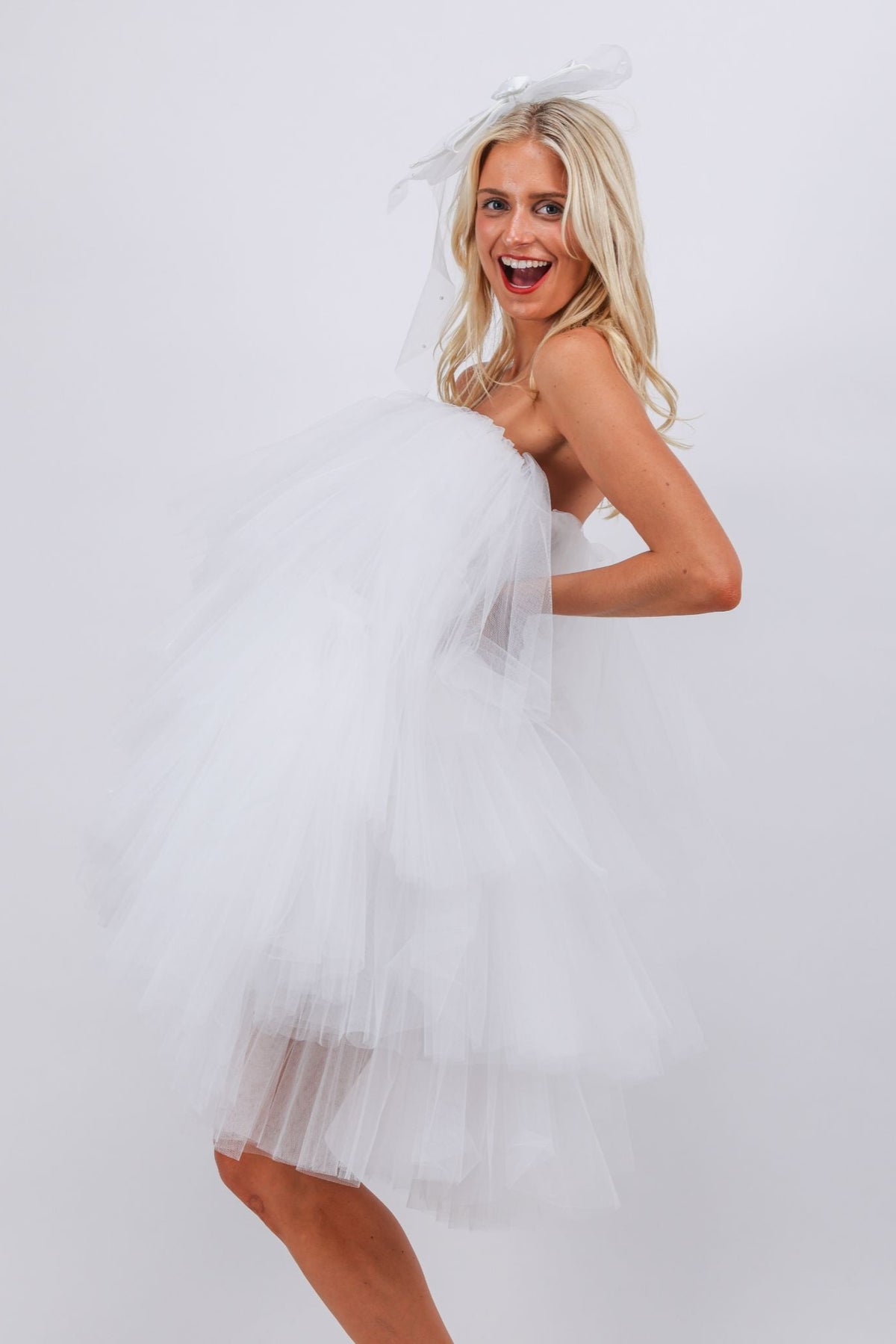 Vestido mini strapless blanco Amaya
