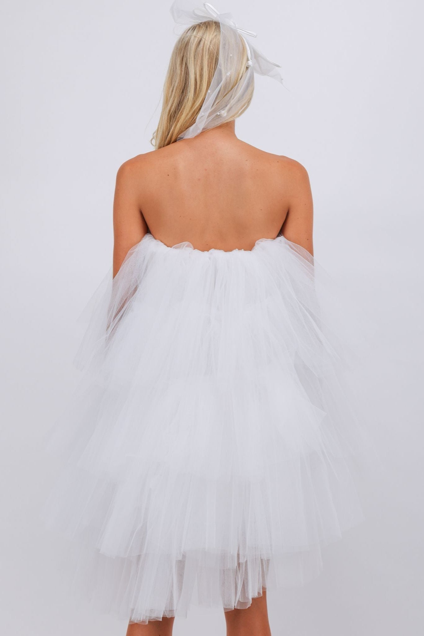 White strapless mini dress