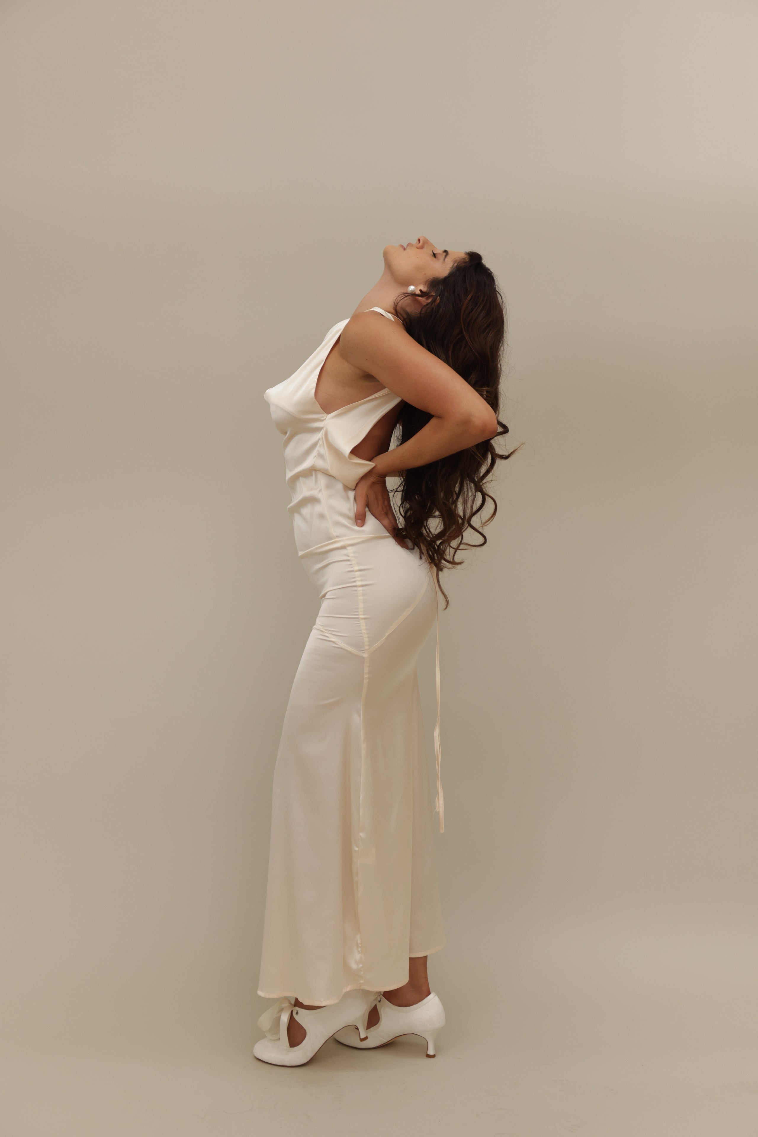 Elegant Ivory Silk Gown – Timeless Luxury with a Modern Edge