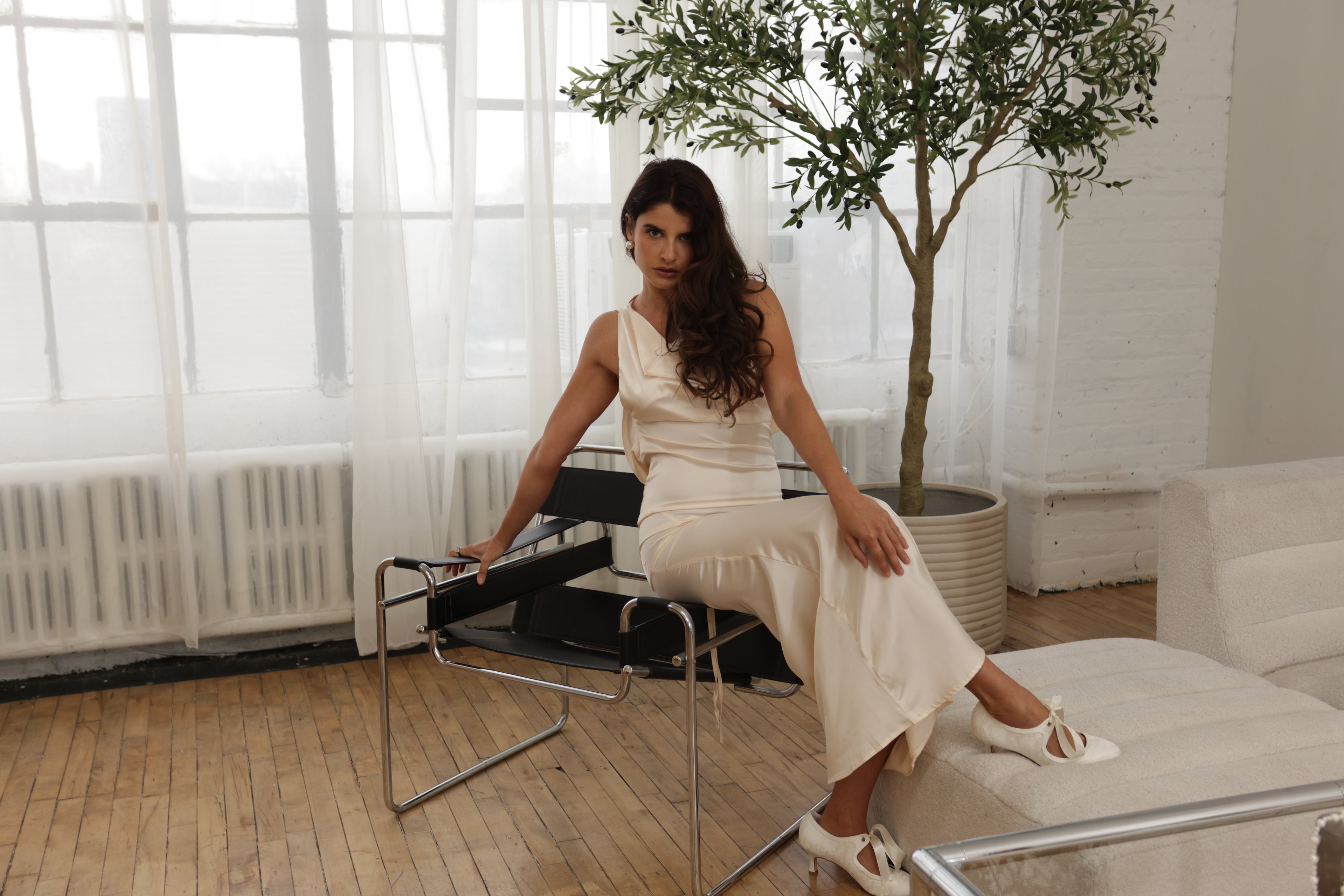 Elegant Ivory Silk Gown – Timeless Luxury with a Modern Edge