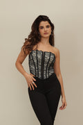 Elegant Black Stretch Lace Corset Top