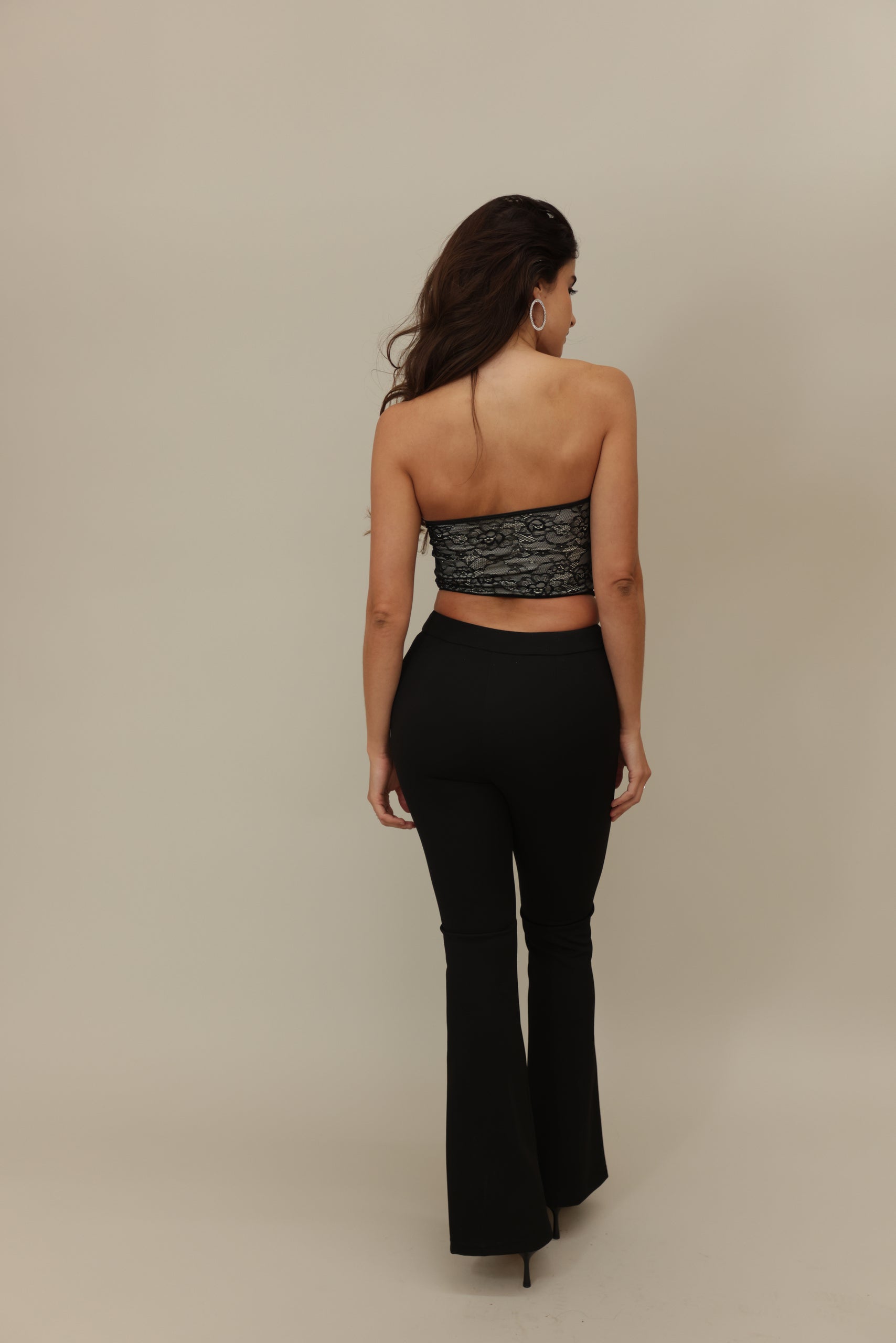 Elegant Black Stretch Lace Corset Top