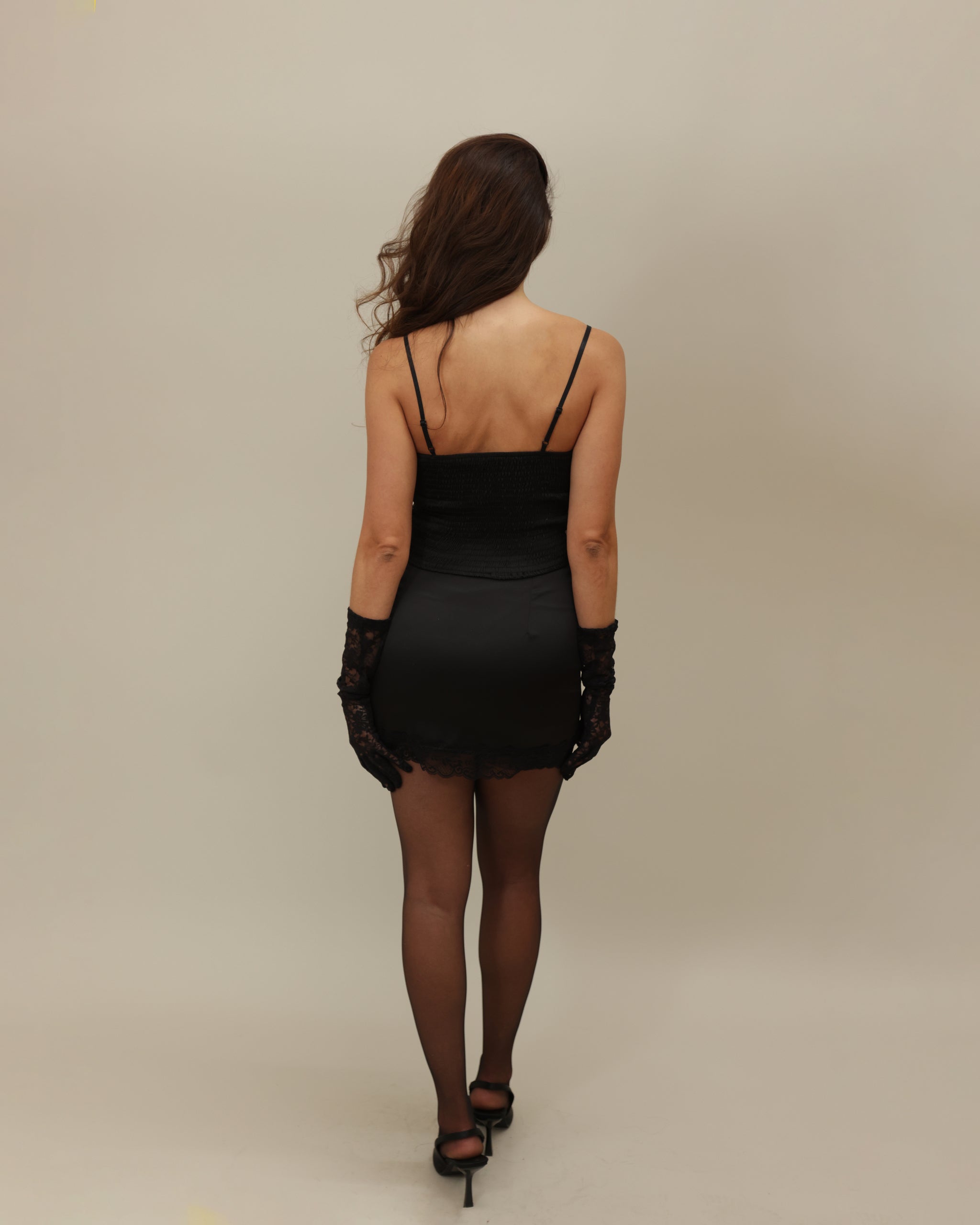 Tailored Lace Bustier Top with Stripes