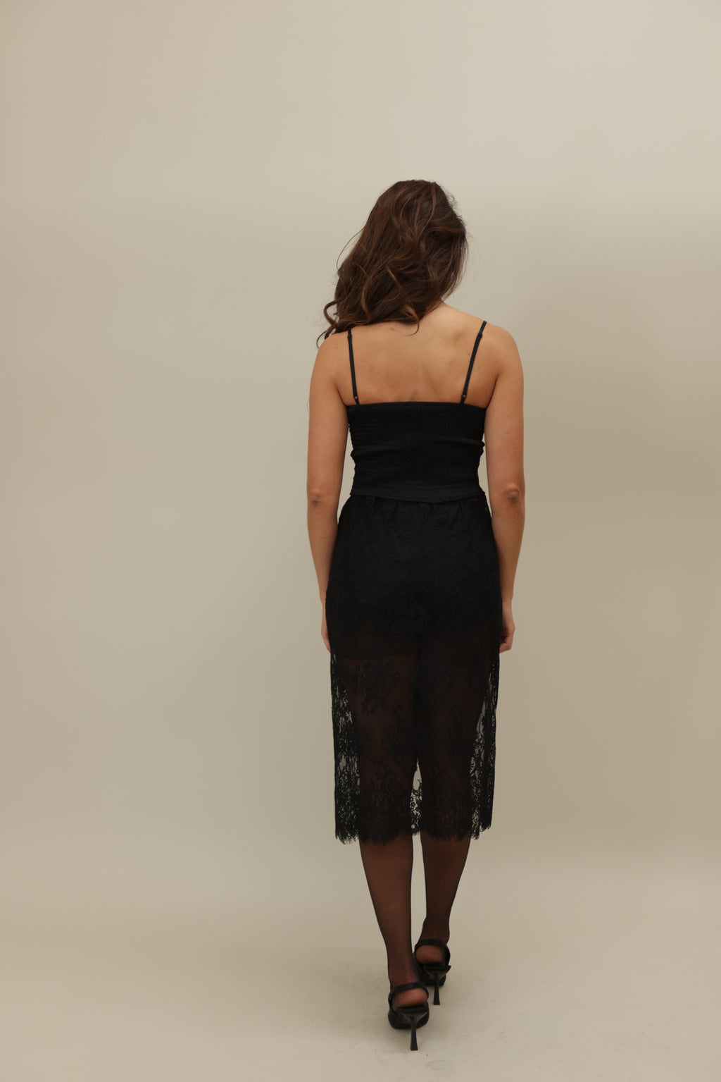 Tailored Lace Bustier Top with Stripes