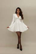 Elegant White Long-Sleeve Skater Dress