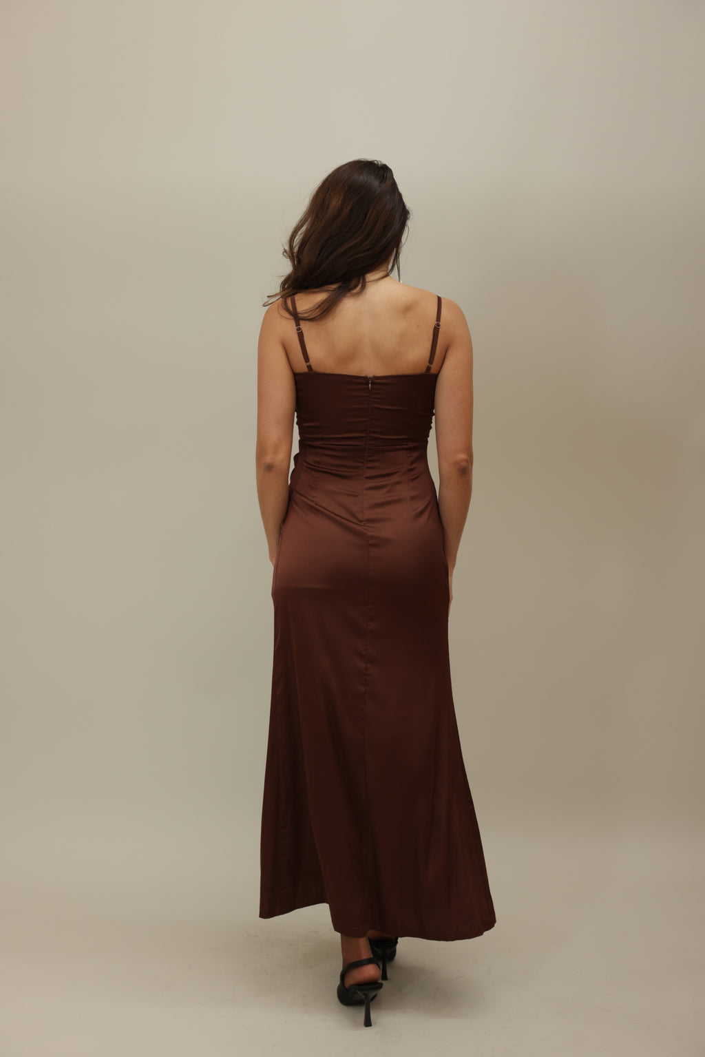 Satin Corset Gown with Sheer Detailing