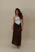 Draped High-Slit Skirt In Espresso