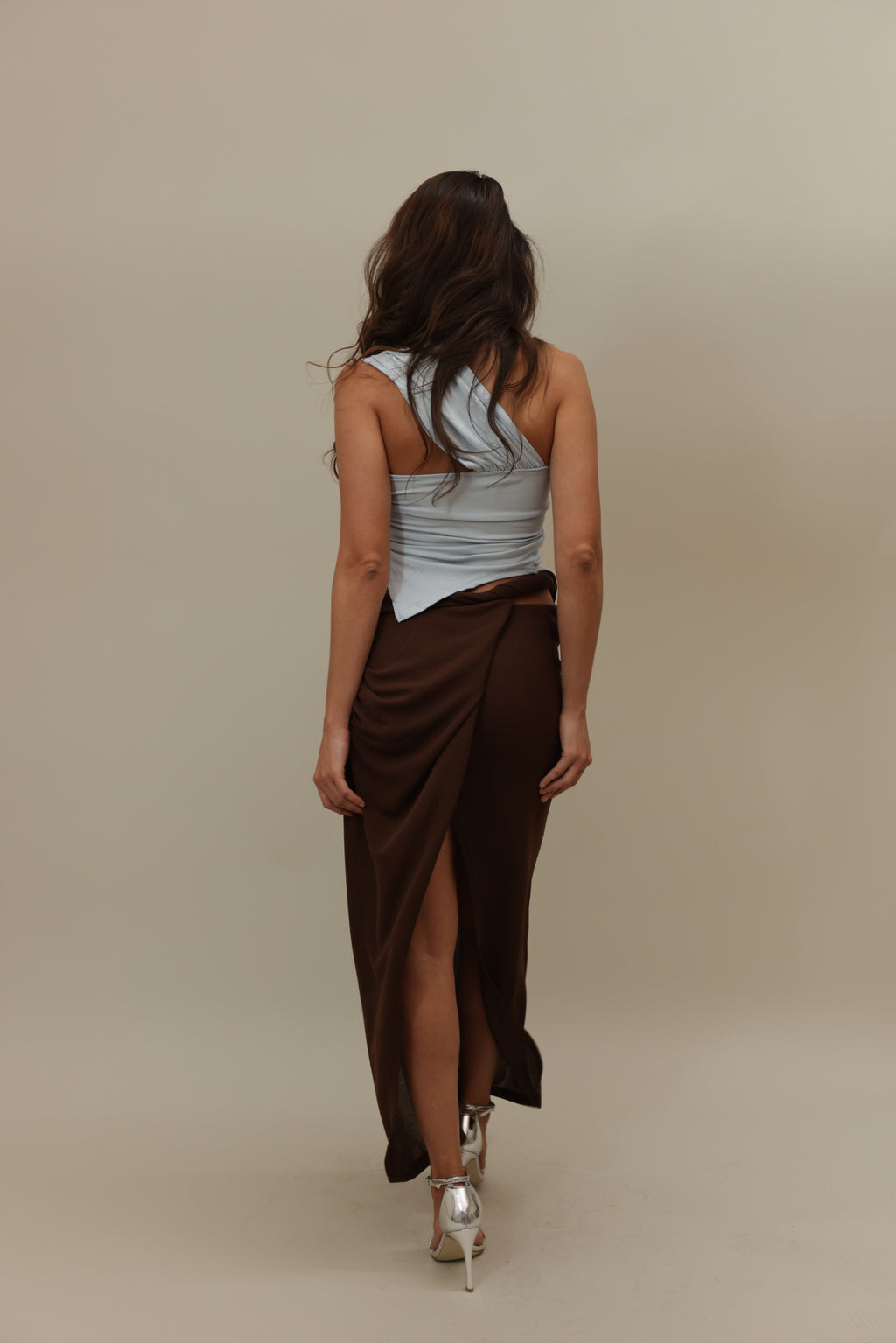 Asymmetrical Tie Top In Blue