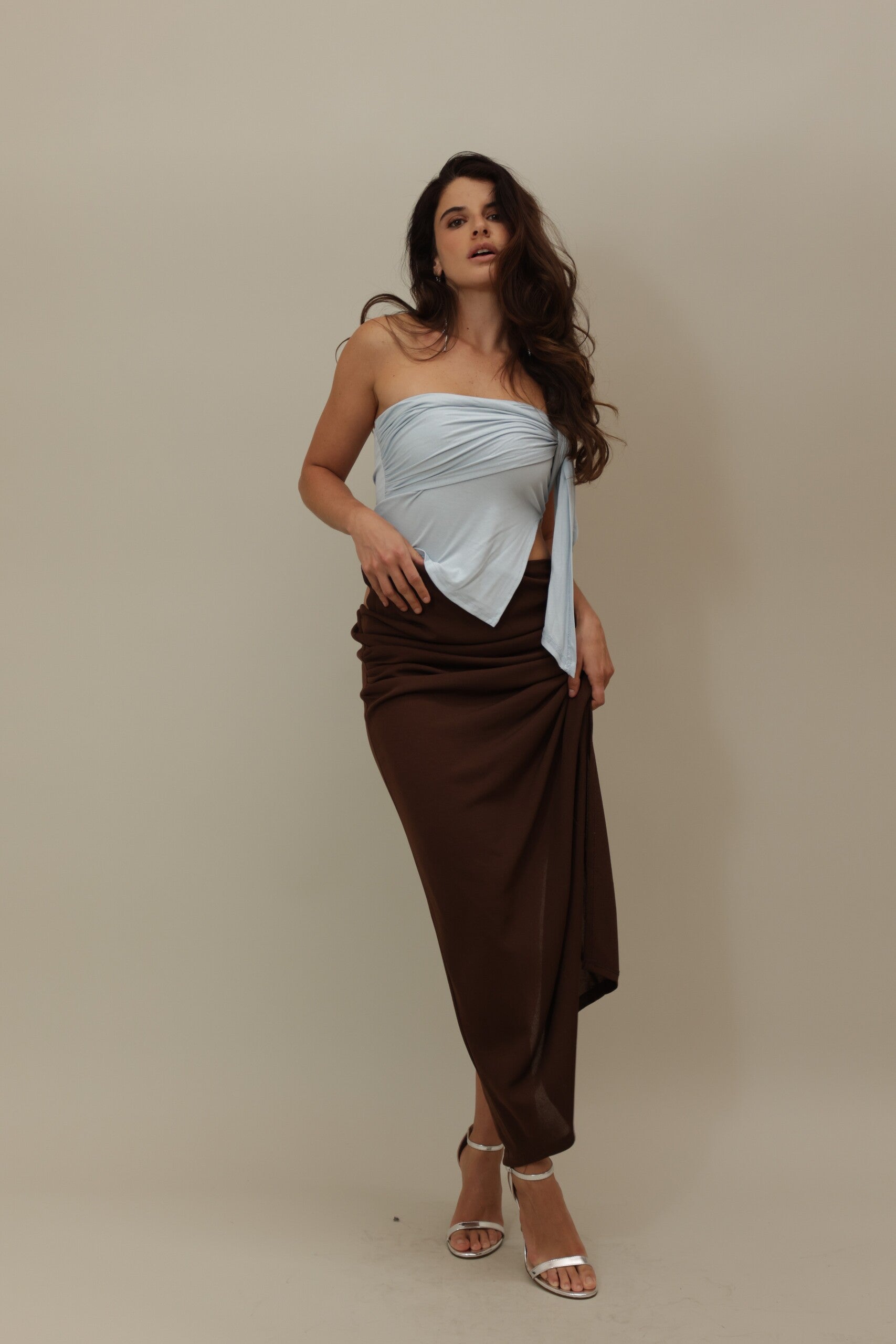 Asymmetrical Tie Top In Blue