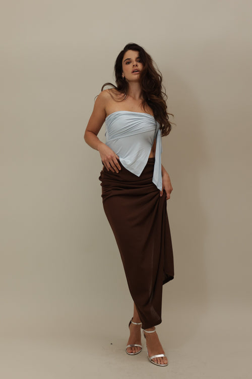 Asymmetrical Tie Top In Blue