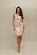 Sequined Lace Slip Dress with Delicate Details