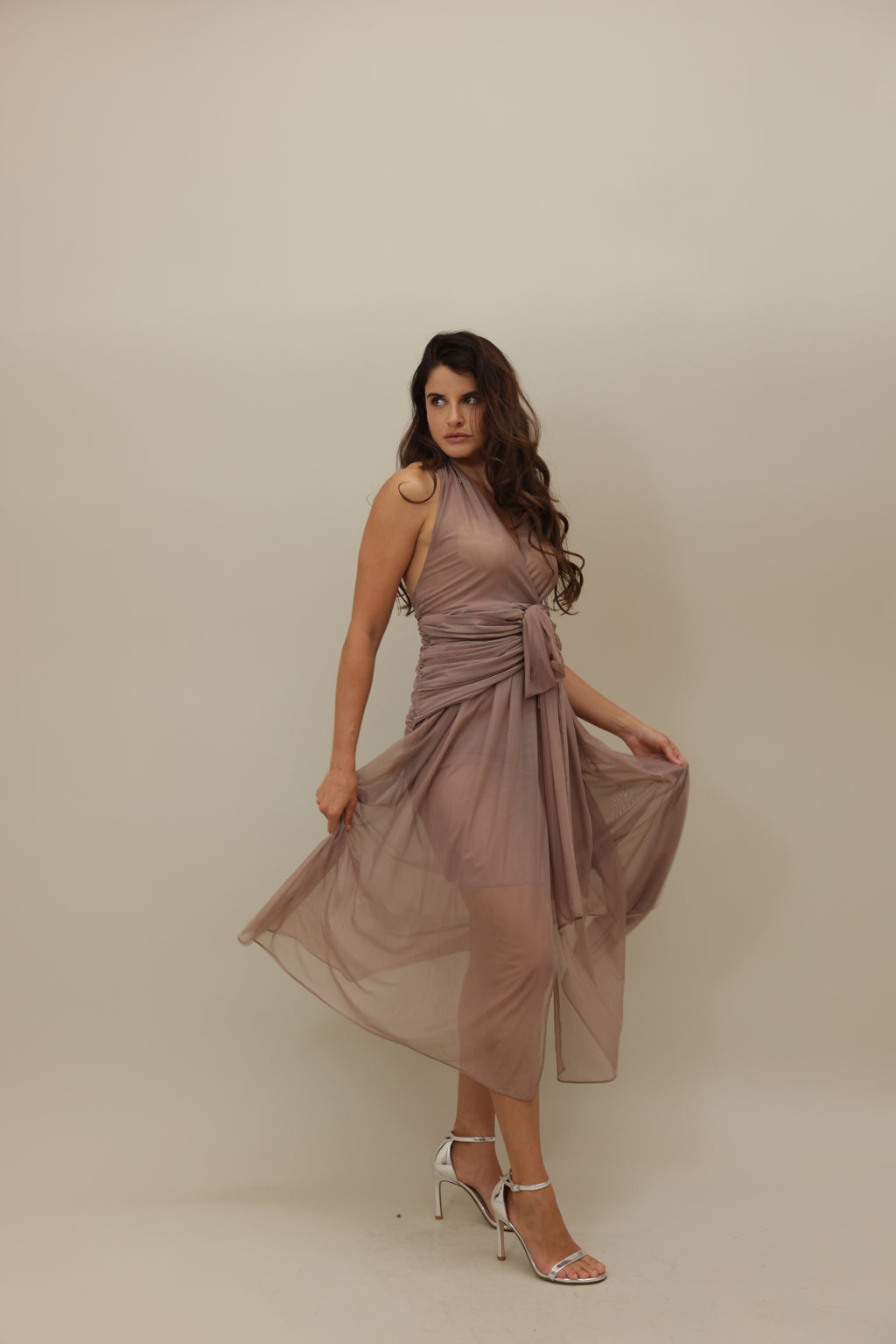Flowing Halter Maxi Dress with Waist-Tie Detail