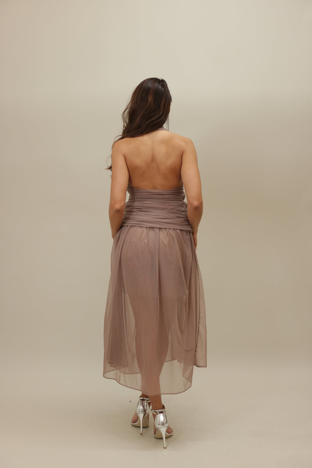 Flowing Halter Maxi Dress with Waist-Tie Detail