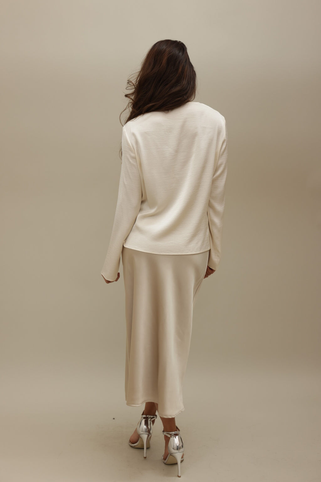 Silk-Blend Draped Cowl Neck Blouse - Effortless Elegance
