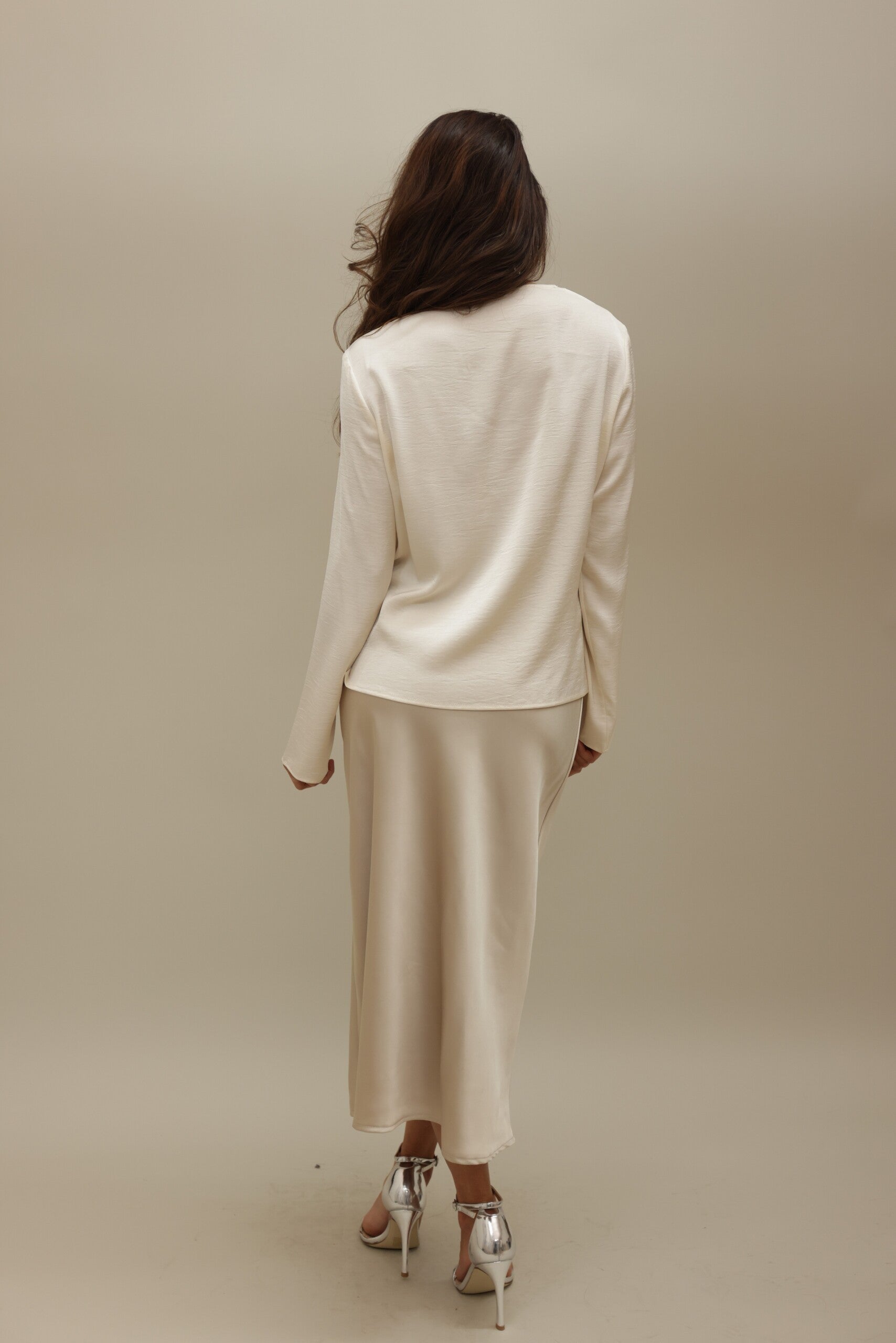 Silk-Blend Draped Cowl Neck Blouse - Effortless Elegance