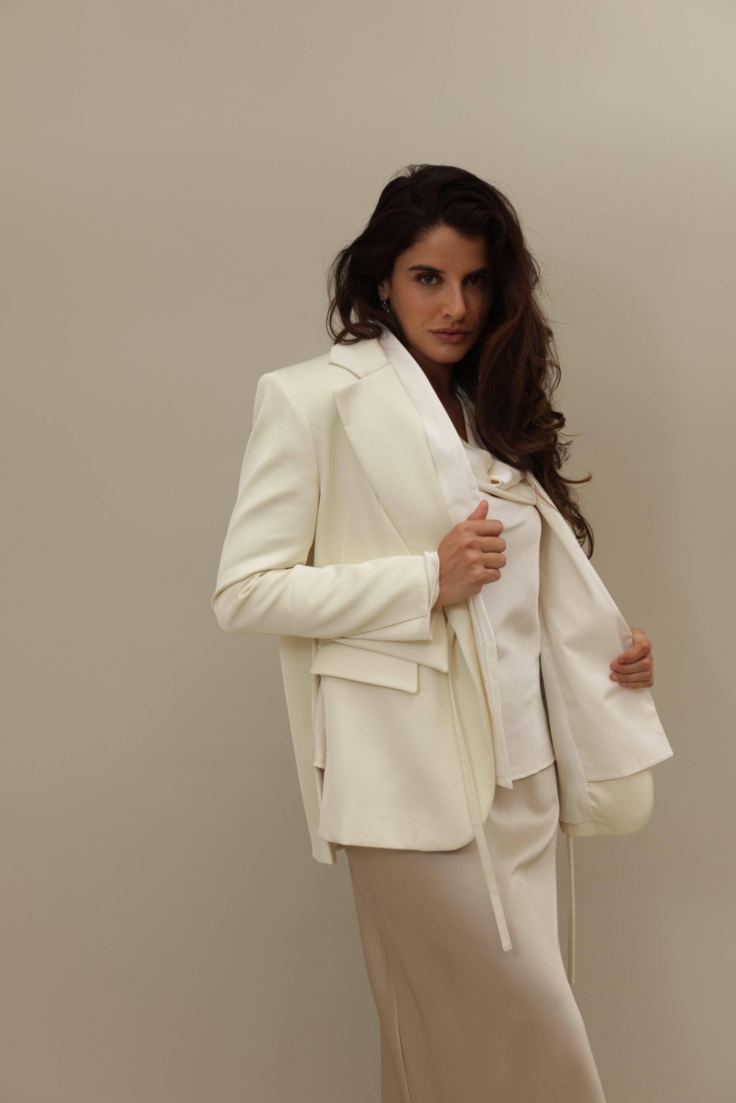 Timeless Elegance Silky Cream Suit