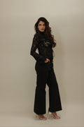 F/W Wool Classic Black Wide-Leg Warm Trousers
