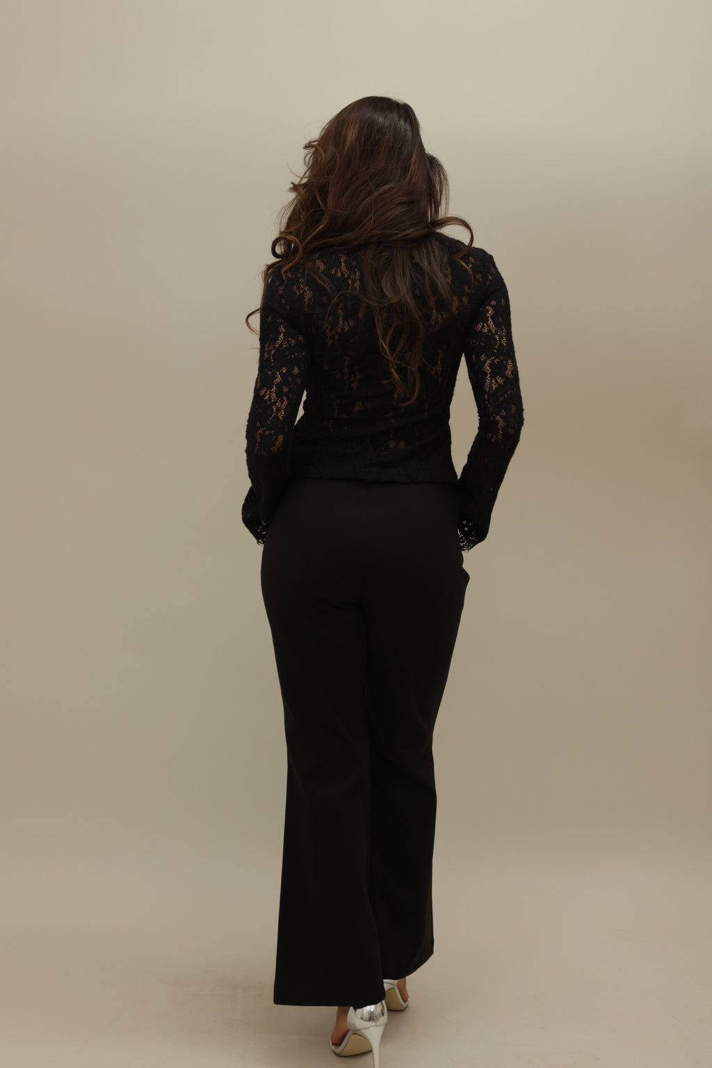 F/W Wool Classic Black Wide-Leg Warm Trousers