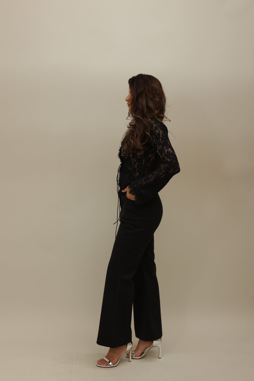 F/W Wool Classic Black Wide-Leg Warm Trousers