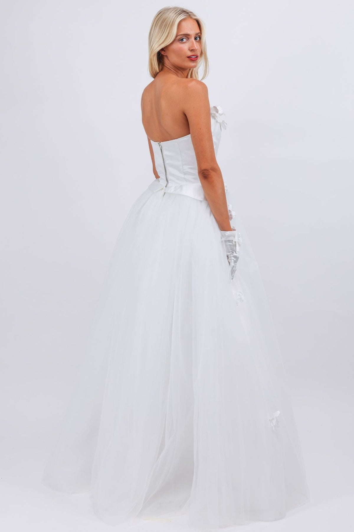 Strapless Hand Crafted Flower Bridal Gown