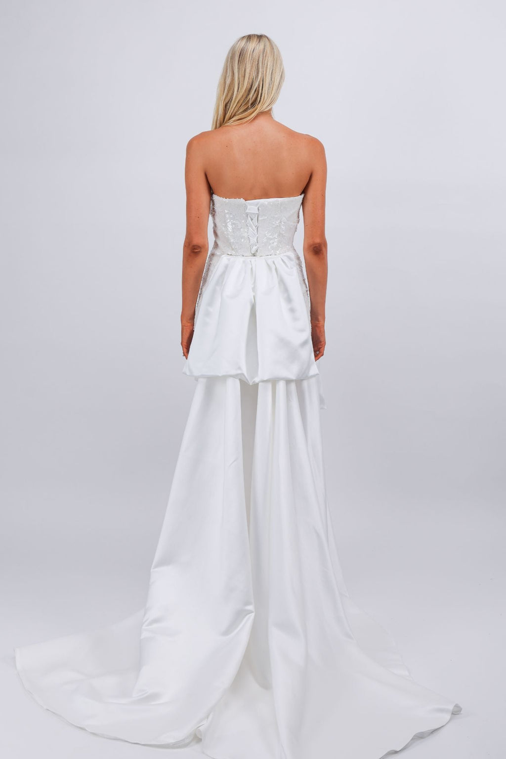 White high low day and night two-way wear sequins cocktail evening dress