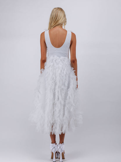 Aurora white ruffle texture maxi dress