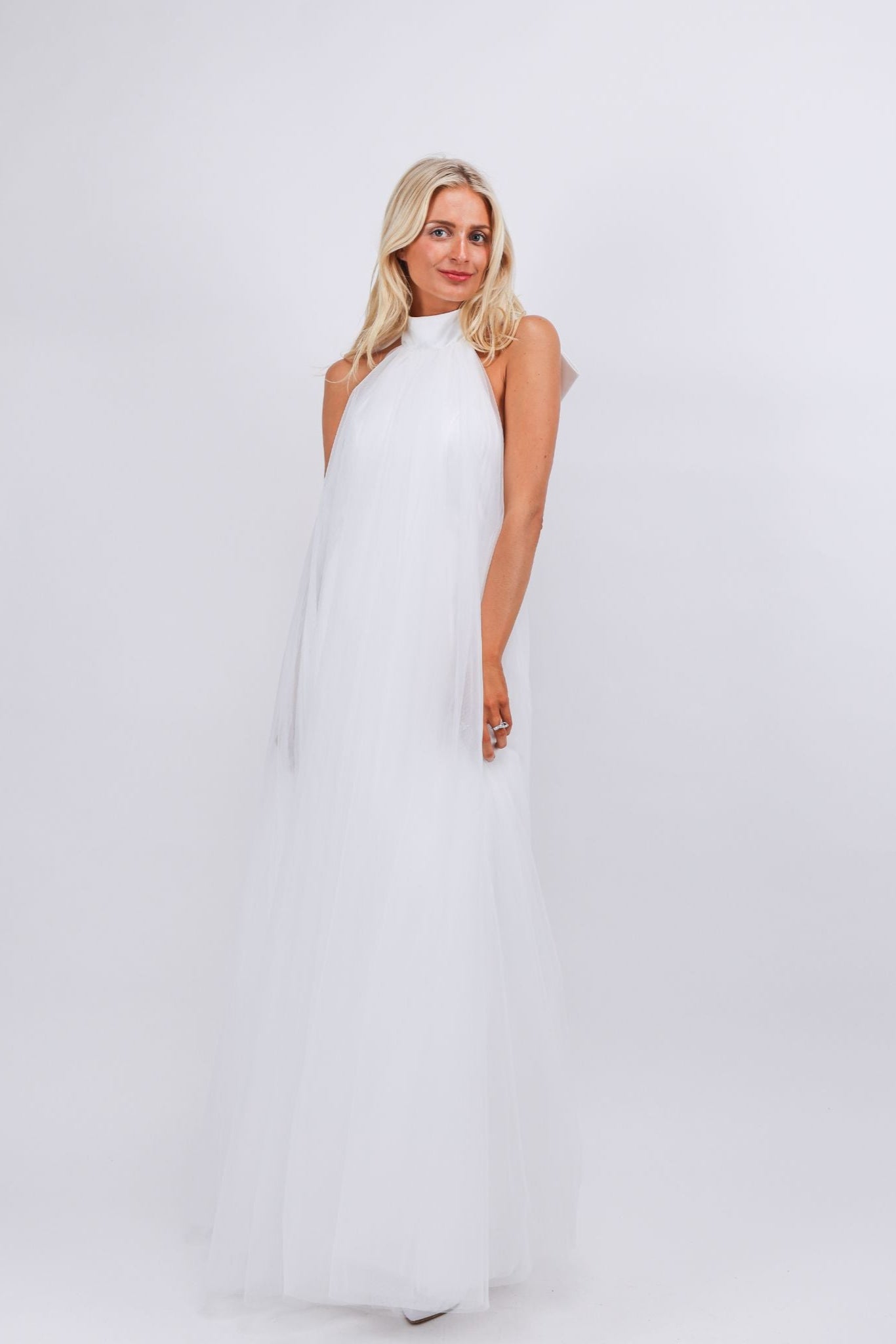 Iris Backless Tulle Gown with Oversized Satin Bow