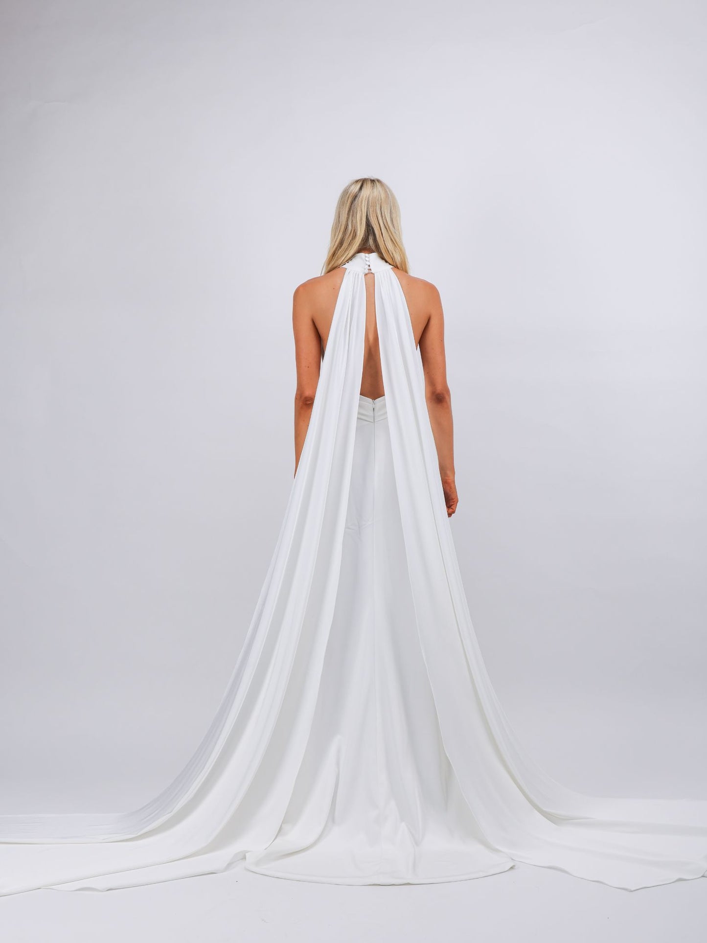 Isla white low back gown satin greek maxi bridal dress