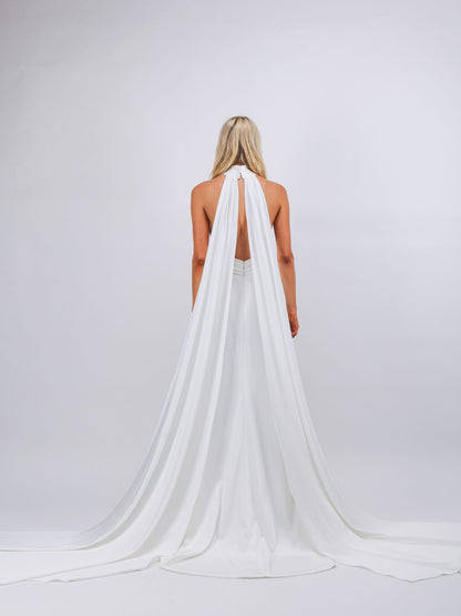 Isla white low back gown satin greek maxi bridal dress