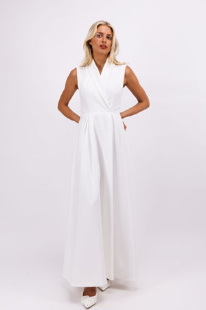 Robe longue décontractée et puissante de style trench-coat blanc sur mesure Riley