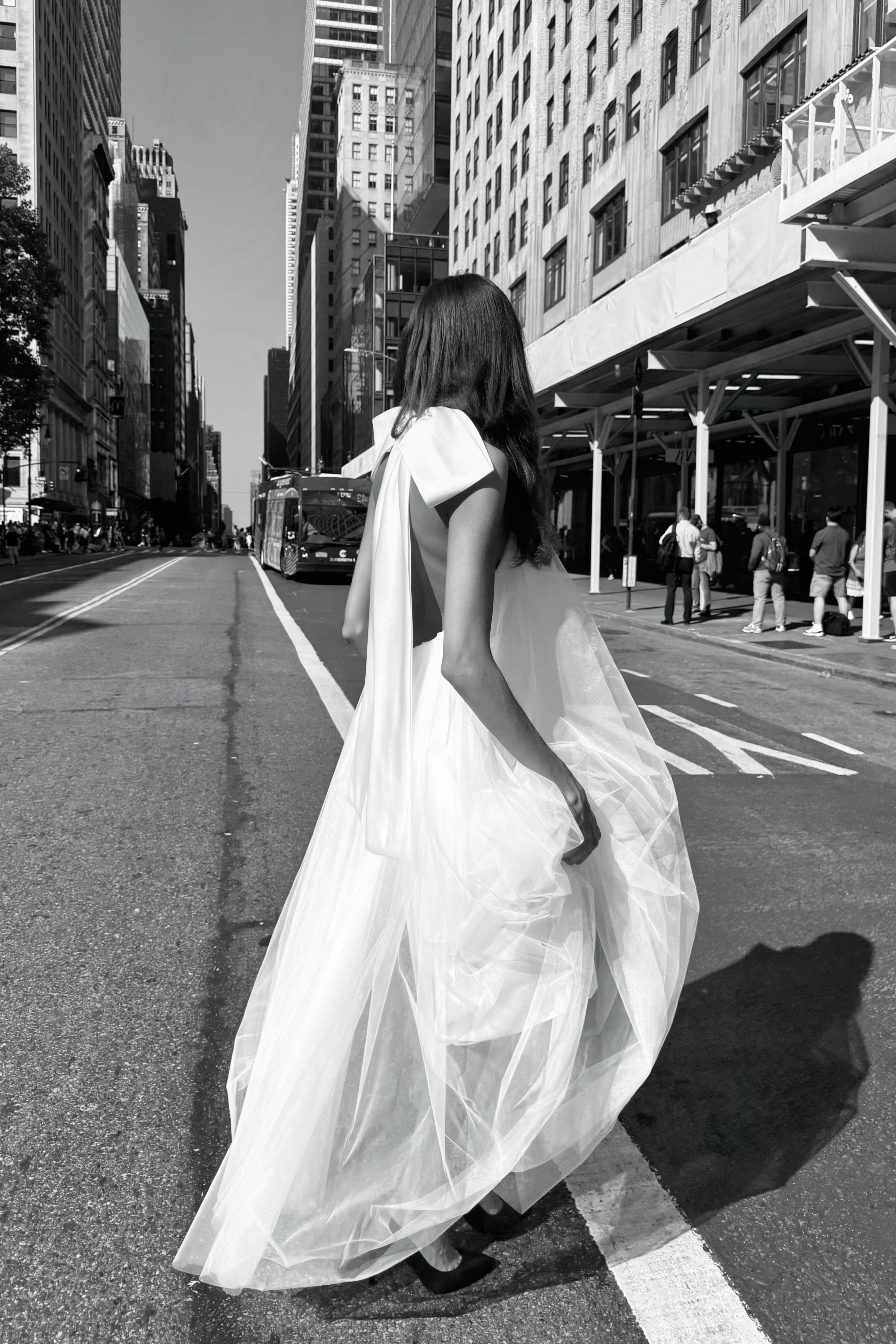Iris Backless Tulle Gown with Oversized Satin Bow