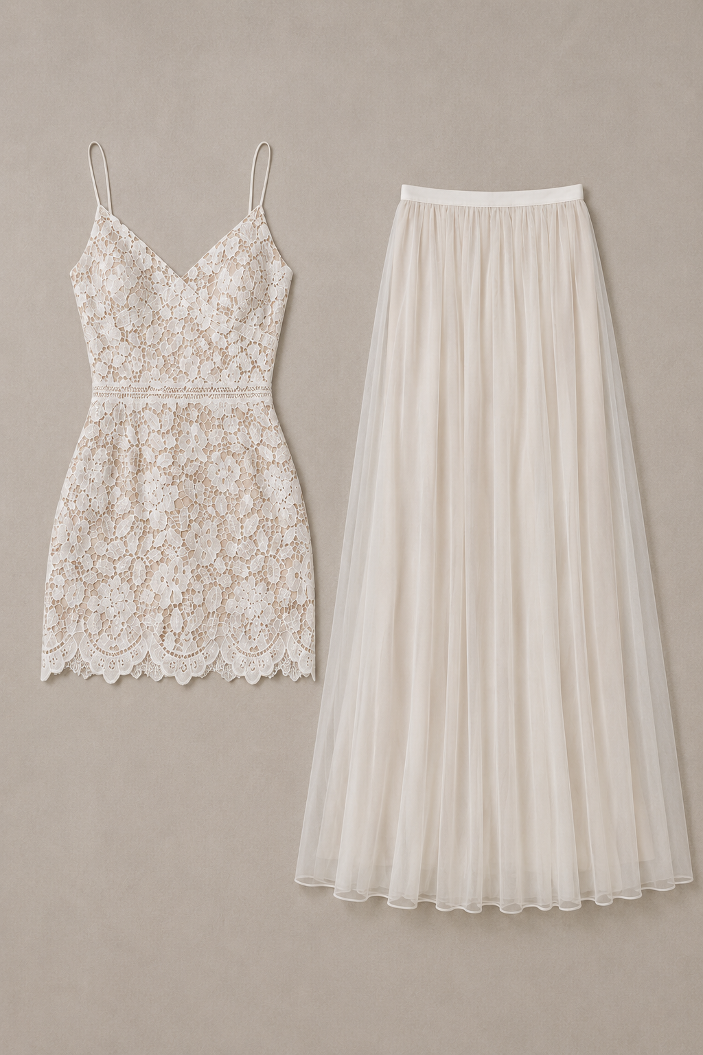 Solenne Ivory Lace Convertible Mini & Maxi Two-Piece Dress