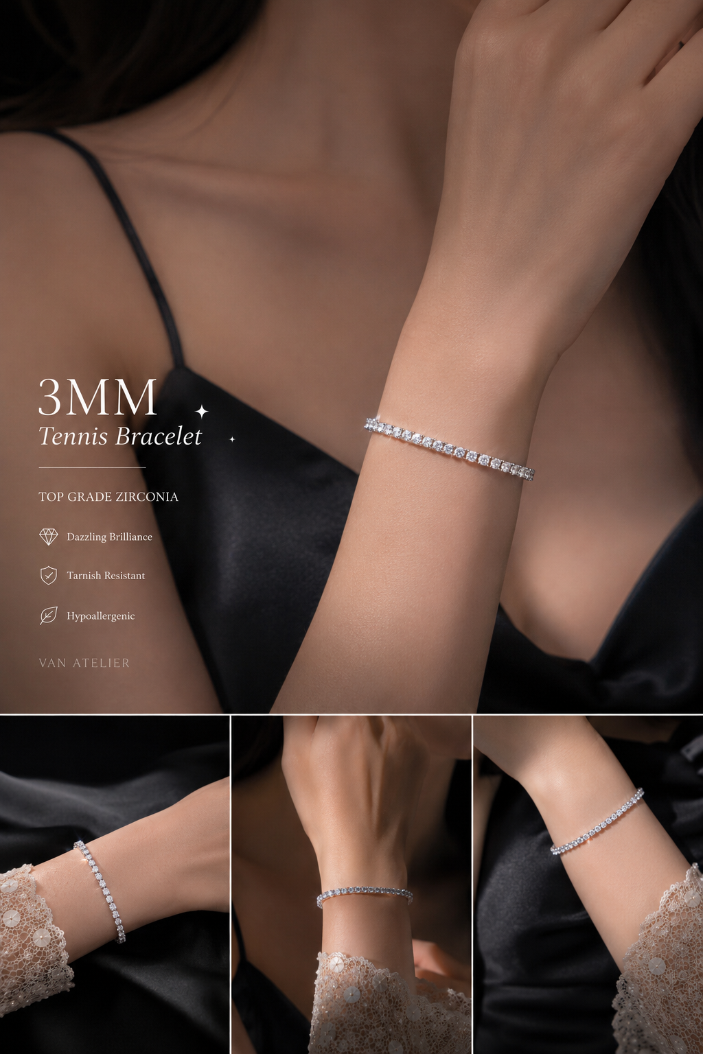 Timeless Sparkle Diamond Tennis Bracelet – 3MM Premium Zircon
