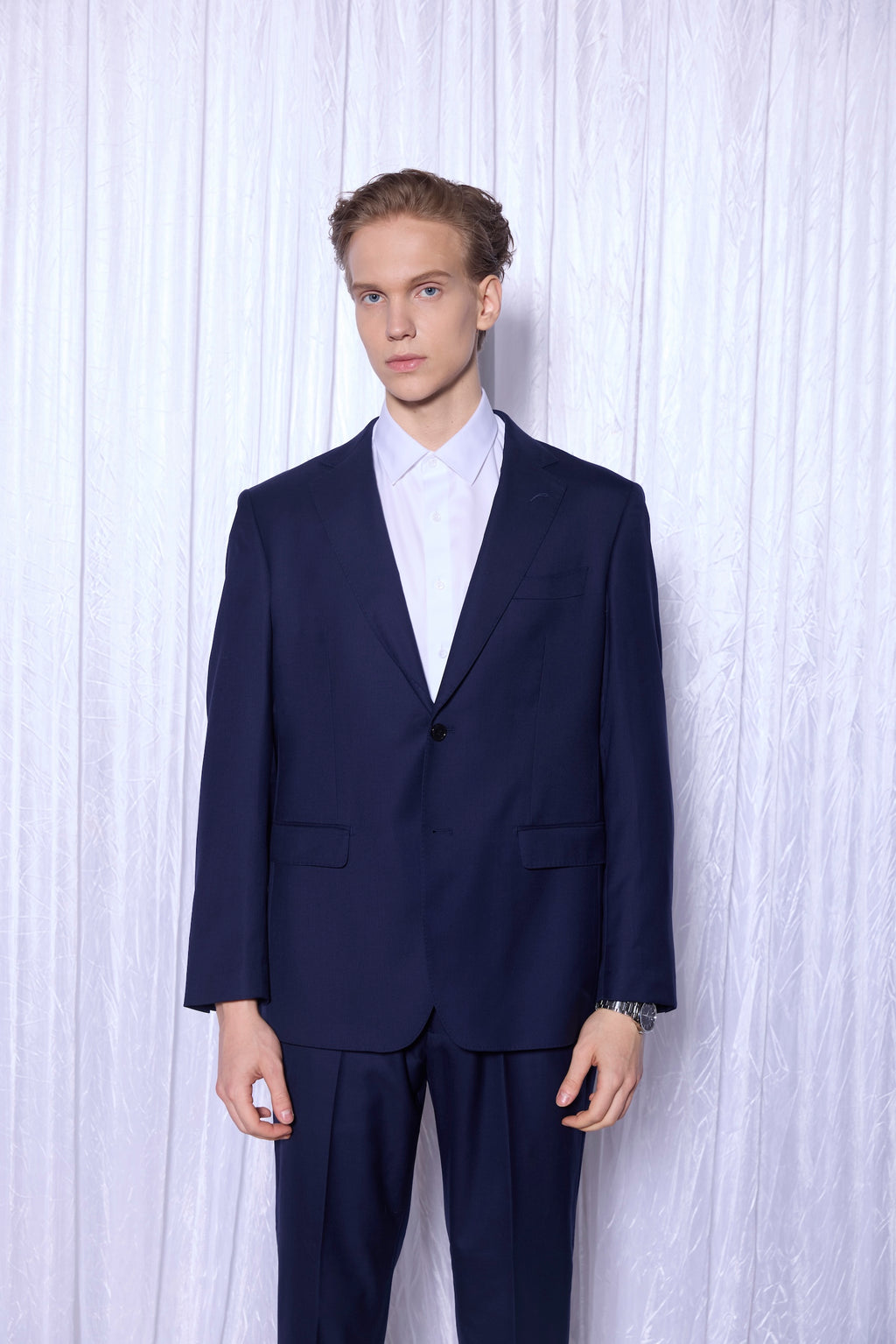 Silk-blend Luxury Cashmere Light Weight Wool Suit in Midnight Navy