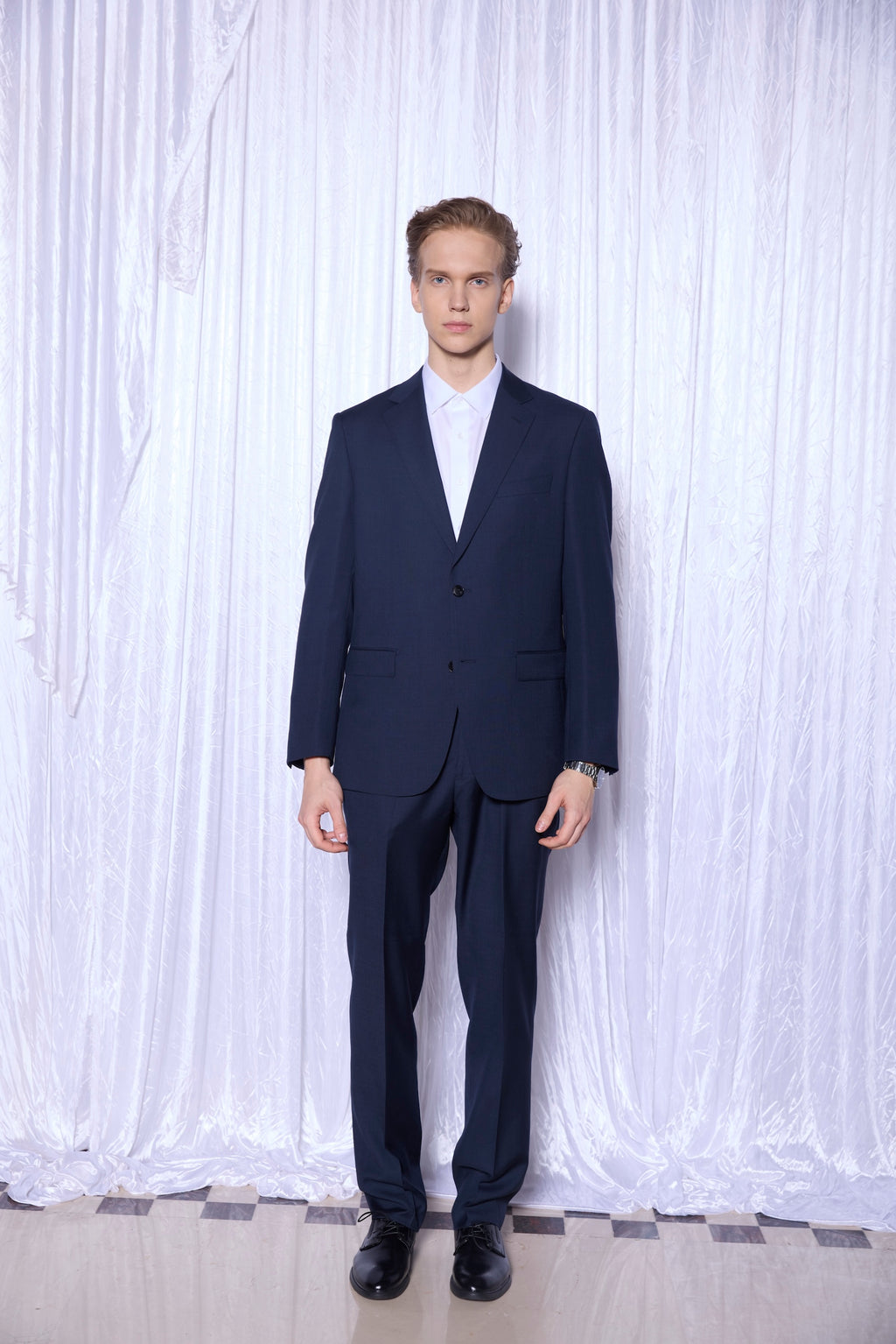 Silk-blend Luxury Cashmere Light Weight Wool Suit in Midnight Navy