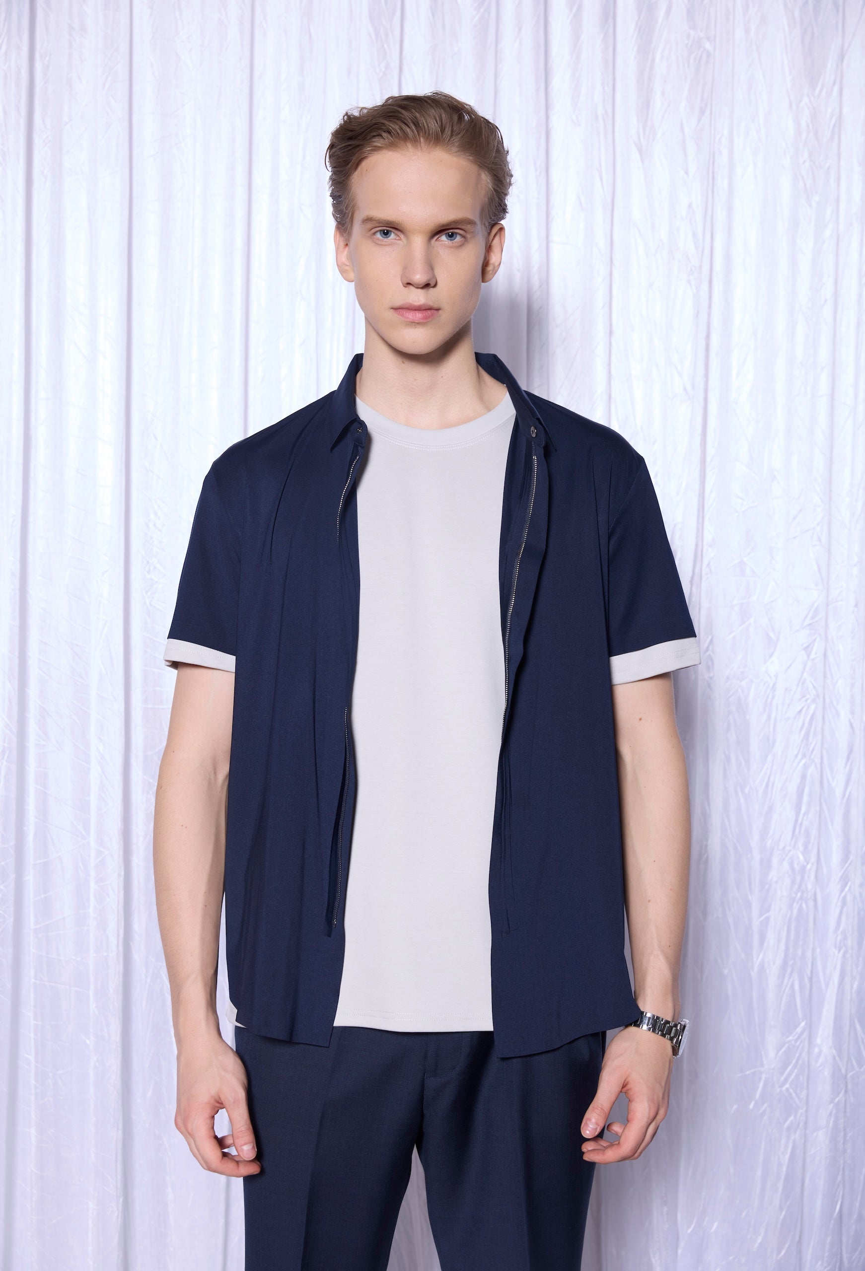 Tech-Wool Overshirt in Deep Navy
