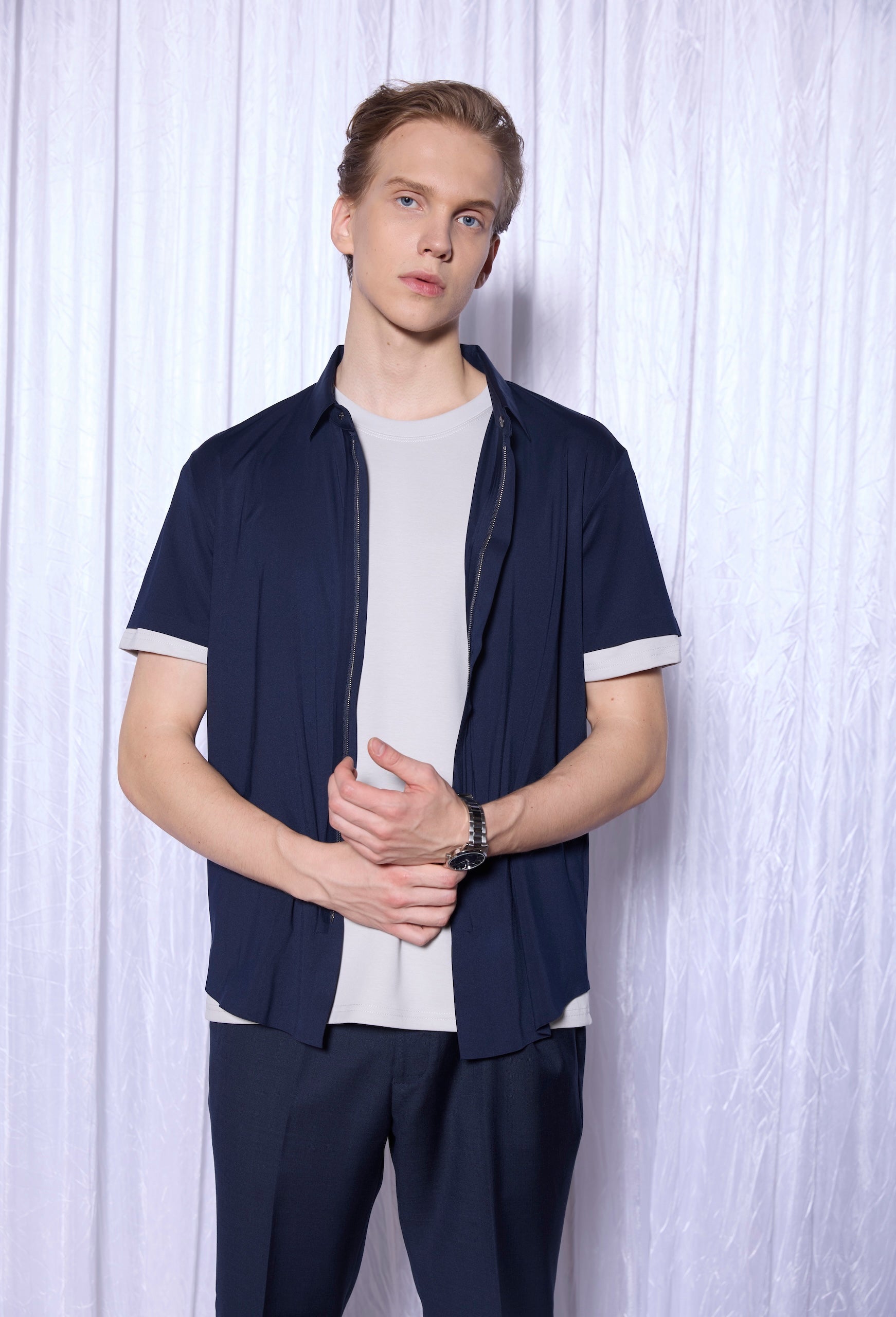 Tech-Wool Overshirt in Deep Navy