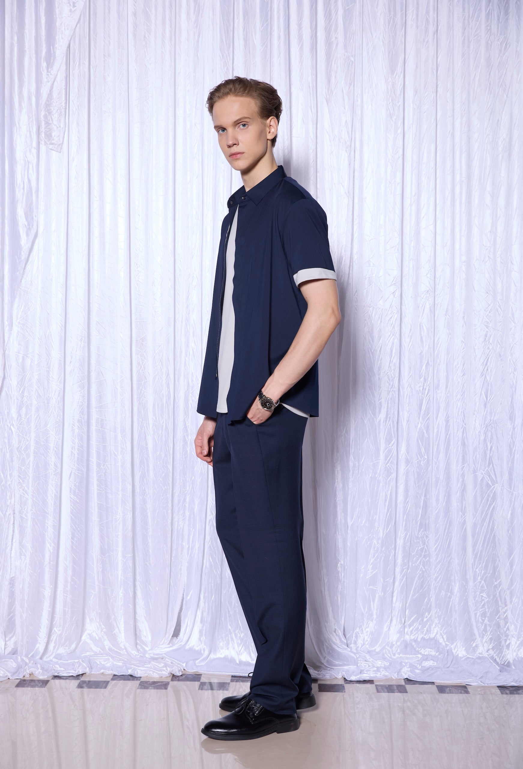 Tech-Wool Overshirt in Deep Navy