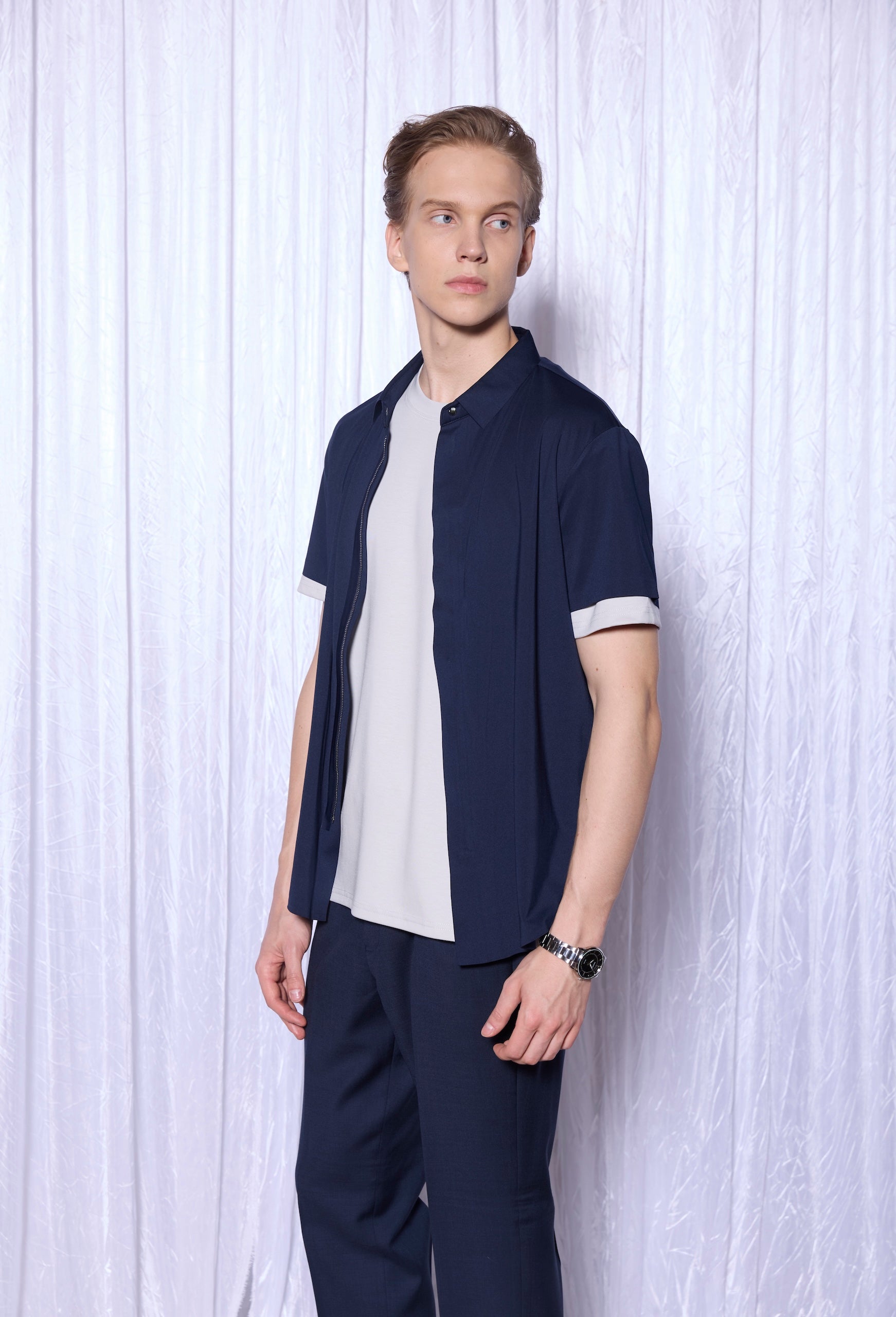 Tech-Wool Overshirt in Deep Navy